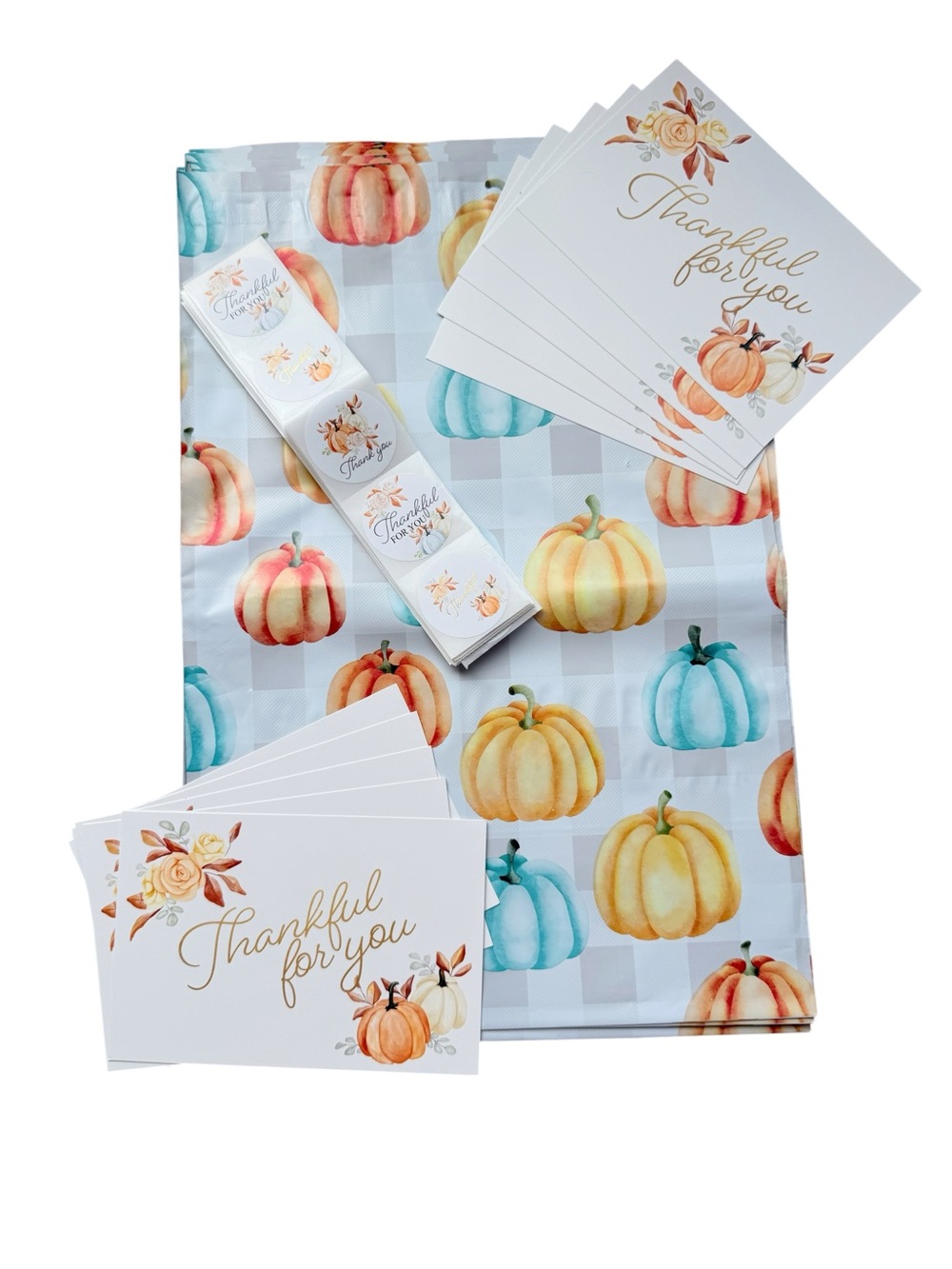 30 Pc Fall Reseller Bundle Poly Mailers Thank You Cards Stickers
